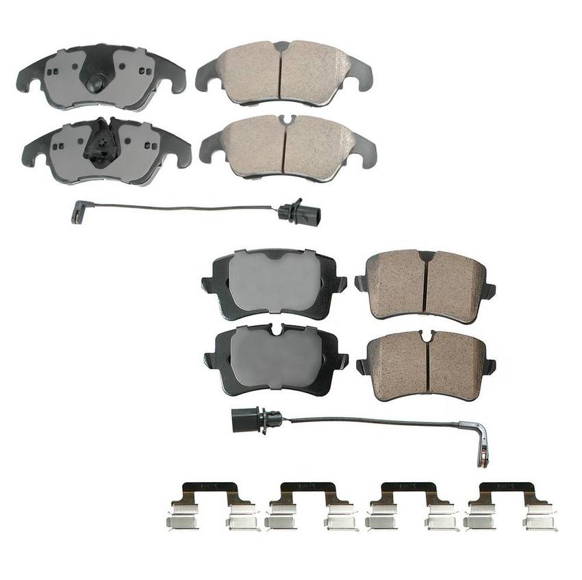 Audi Disc Brake Pad Set Kit - Front and Rear (Ceramic) (EURO) 8R0698151A - Akebono Euro Ultra-Premium 4096958KIT